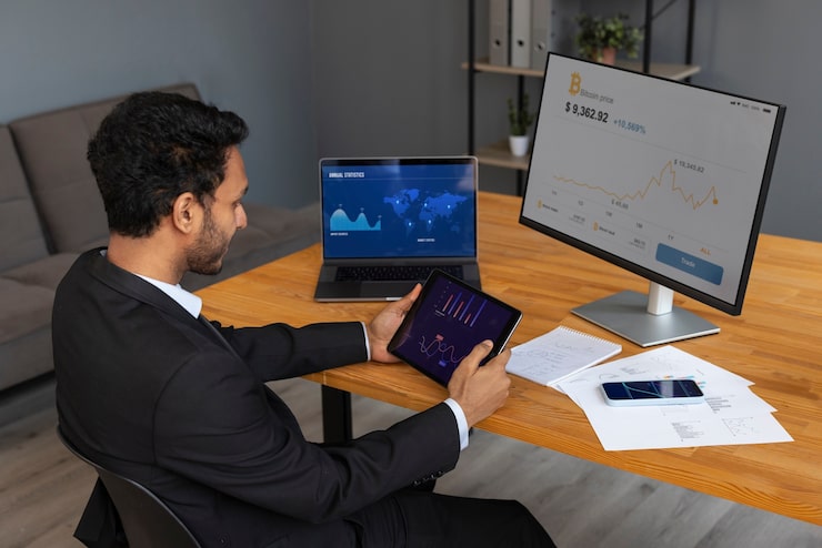 Business Person Looking Finance Graphs 23 2150461324