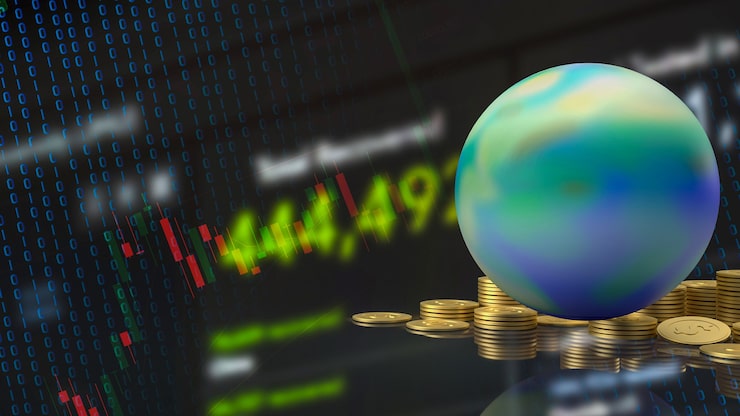 Earth Gold Coins Business Concept 3d Rendering 35719 4069