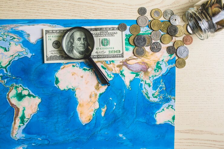 Map World With Money Magnifying Glass 23 2147604728