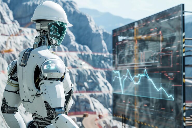 Scene With Futuristic Robot Used Construction Industry 23 2151329572