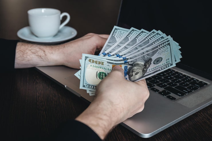 Closeup Dollar Bills Male Hands Concept Making Money Working 169016 26910