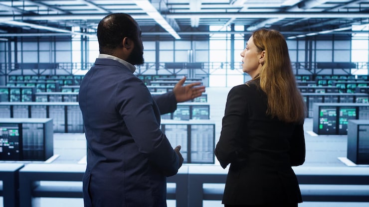 Data Center Engineer Presenting Equipment Inspector Supervising Operations 482257 89735