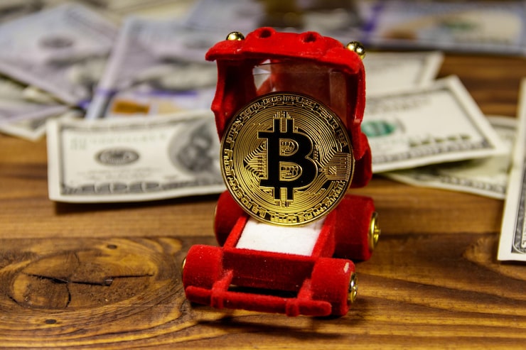 Golden Souvenir Coin Bitcoin Car Shaped Gift Box Jewelry Dollars Wooden Background 491799 3638